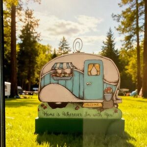 Charming Blue and White Paper Clip Camper Decor (C)